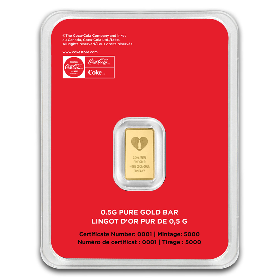 Pamp Suisse 0.5g Coca-cola Valentain day Gold Bar