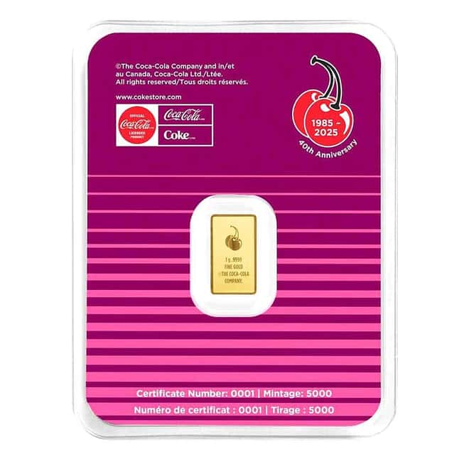 Pamp Suisse 1g Coca-cola Cherry coke Gold Bar