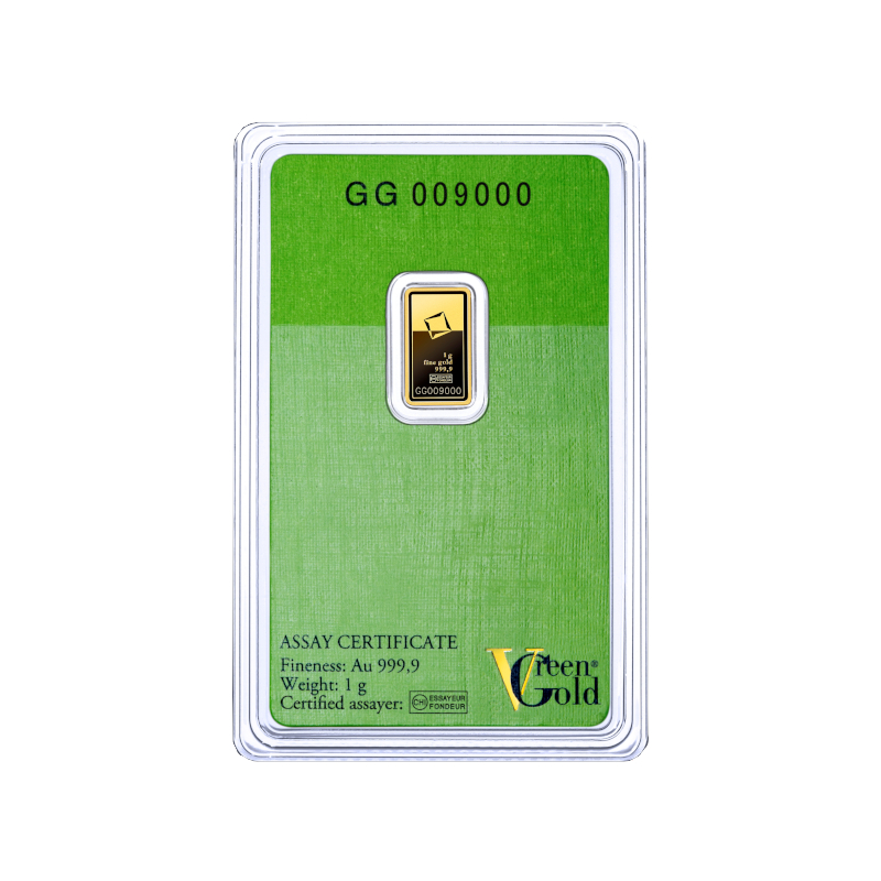 valcambi Suisse 1 gram Green Minted bar