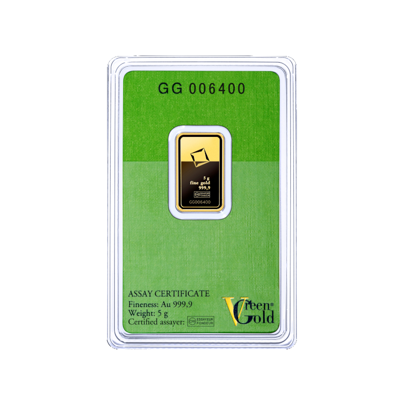 valcambi Suisse 5 gram Green Minted bar