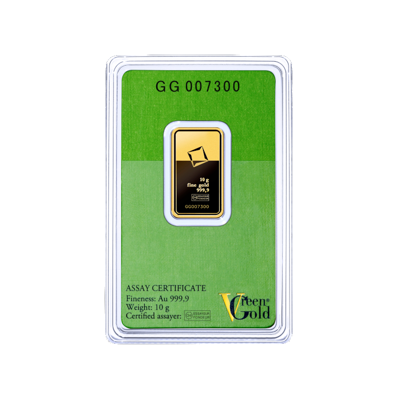 valcambi Suisse 10 gram Green Minted bar
