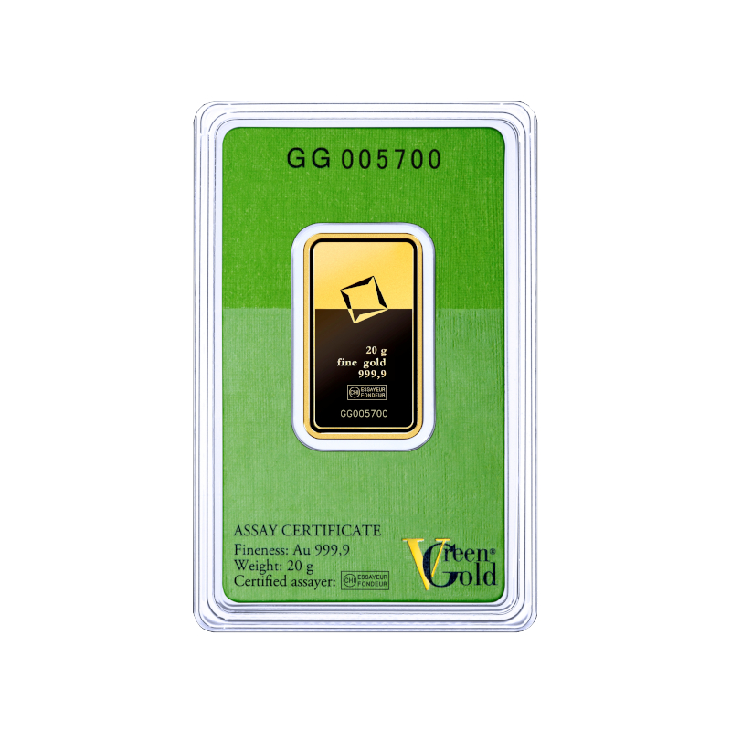 valcambi Suisse 20 gram Green Minted bar