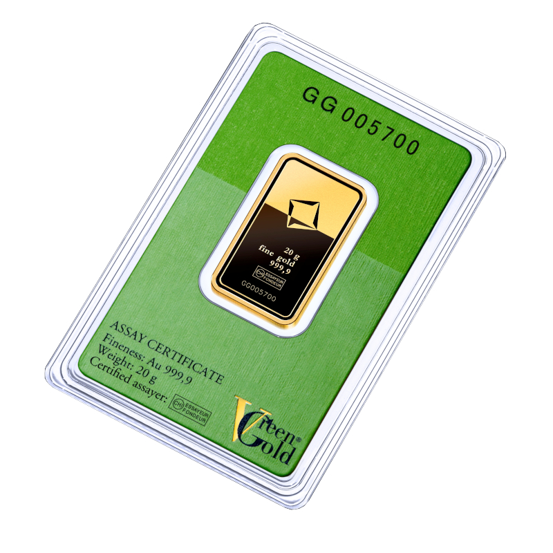 valcambi Suisse 20 gram Green Minted bar