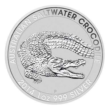 2014 Australia 1 oz Silver Saltwater Crocodile BU