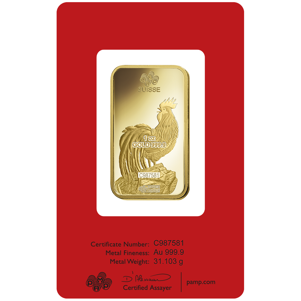 Pamp Suisse Lunar 2017 Looster 1oz Gold Bar