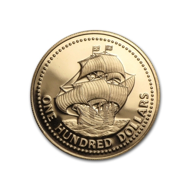 1975 Barbados Gold 350th Anniversary Proof coin