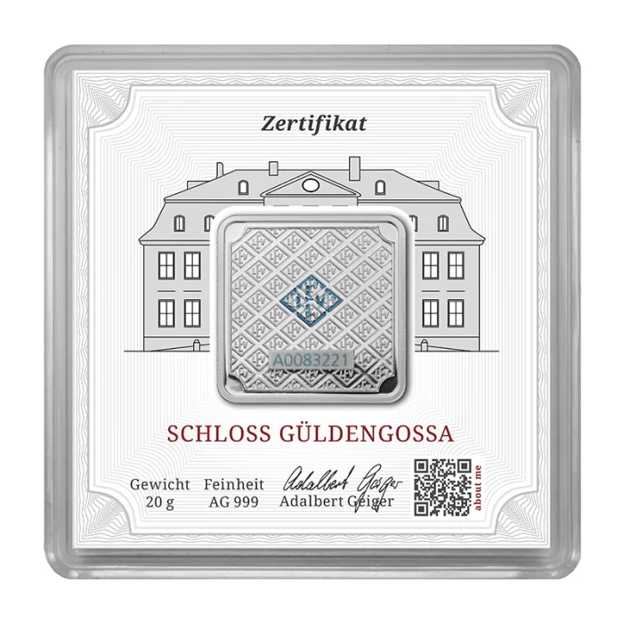 Geiger Silver original square 20 gram Minted bar