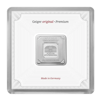 Geiger Silver original square 20 gram Minted bar