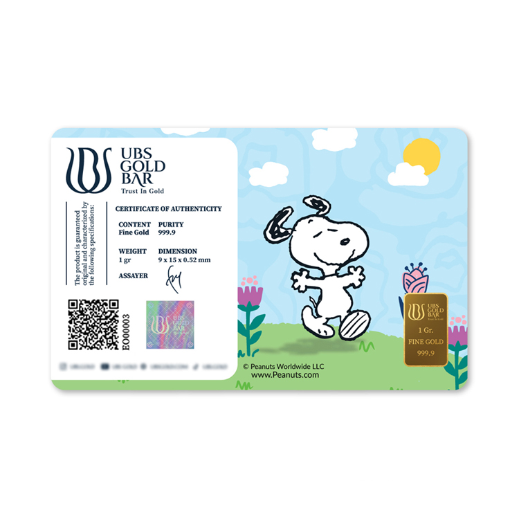 UBS Peanuts Snoopy on the roof 1g bar