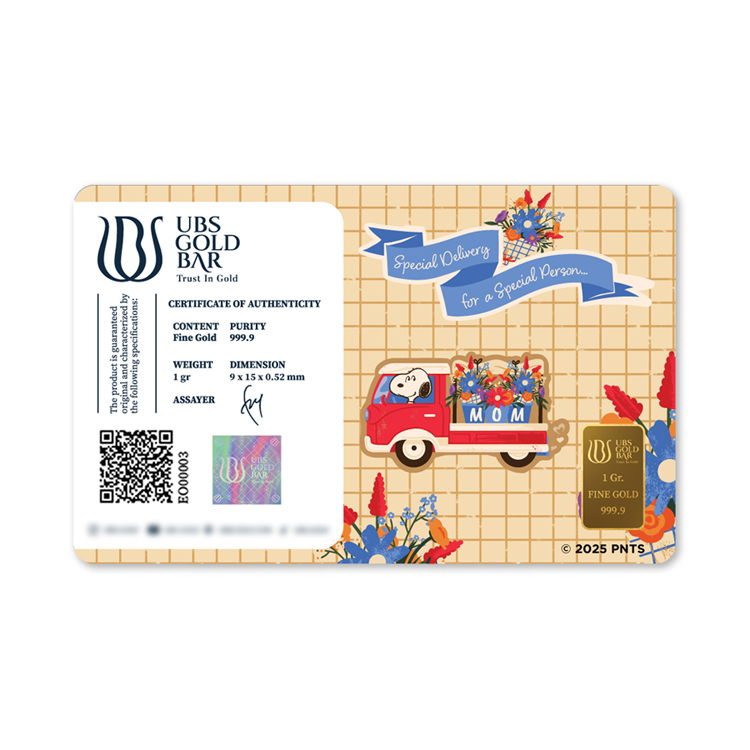 UBS Peanuts Snoopy and bouquet 1g bar