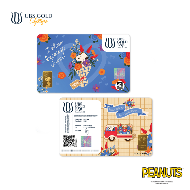 UBS Peanuts Snoopy and bouquet 1g bar