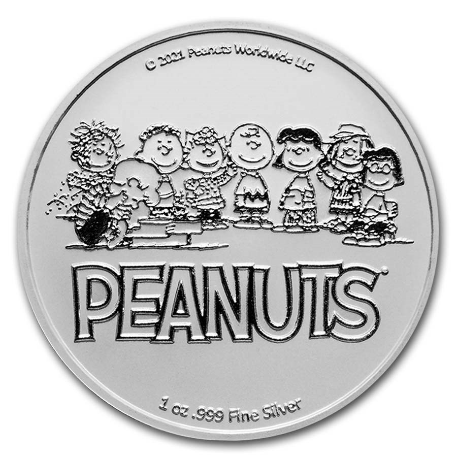 Peanuts 1 oz Silver Round Snoopy and Charlie Brown Valentine