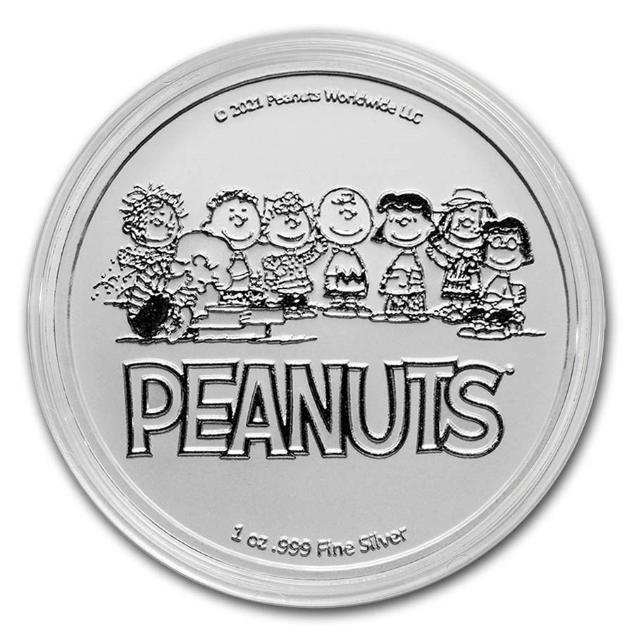 Peanuts 1 oz Silver Round Snoopy and Charlie Brown Valentine