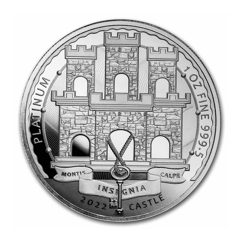 Gibraltar moorish castle Platinum 1oz Reverse proof  coin