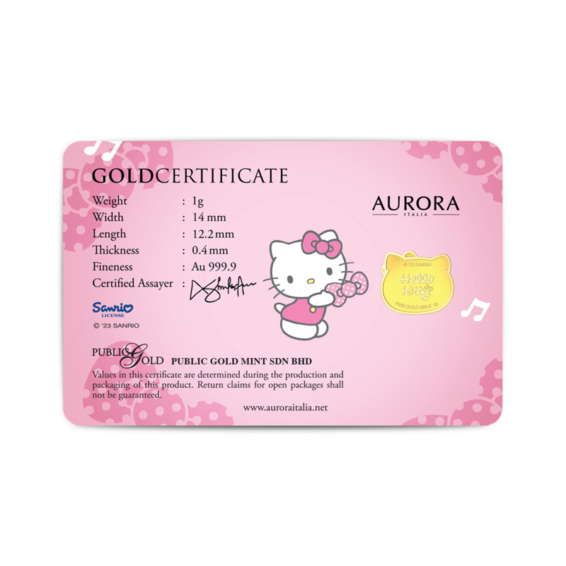 Aurora Sanrio Hello kitty with reborn 1g Gold bar