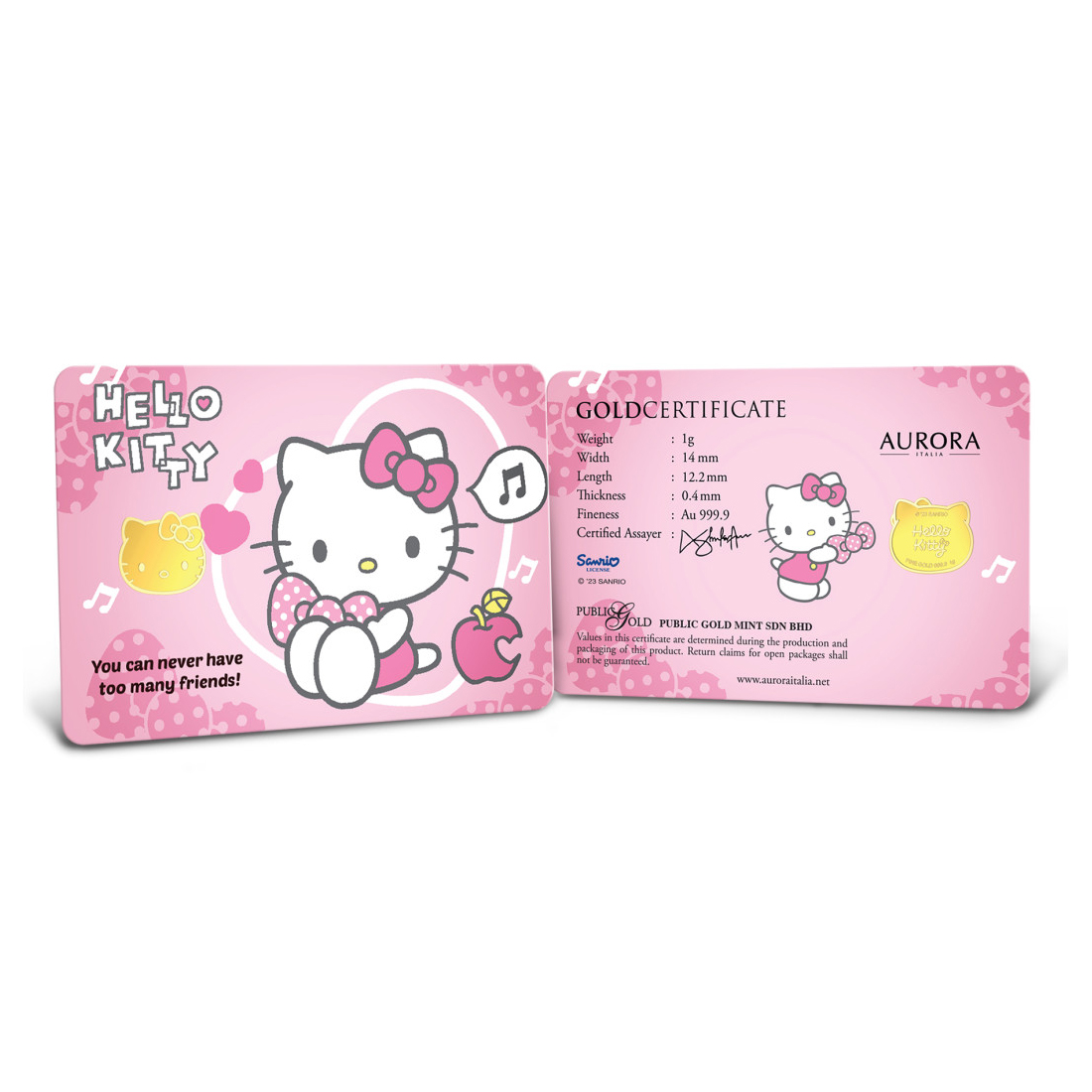 Aurora Sanrio Hello kitty with reborn 1g Gold bar