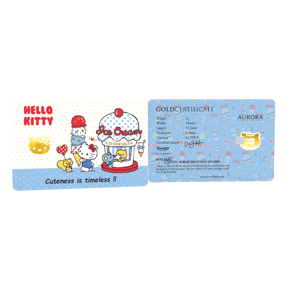 Aurora Sanrio Hello kitty with ice cream 1g Gold bar