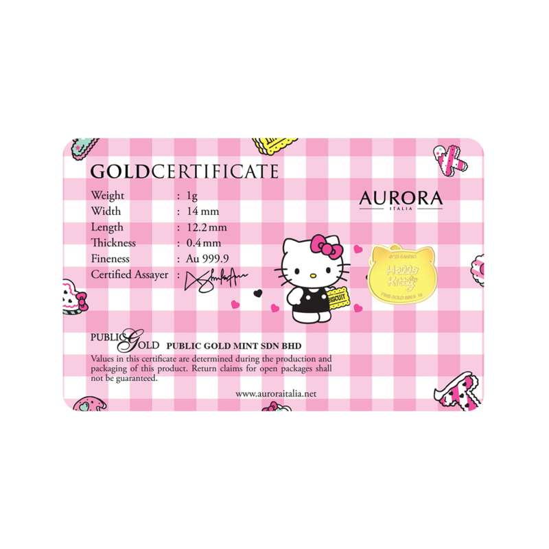 Aurora Sanrio Hello kitty with biscuit 1g Gold bar