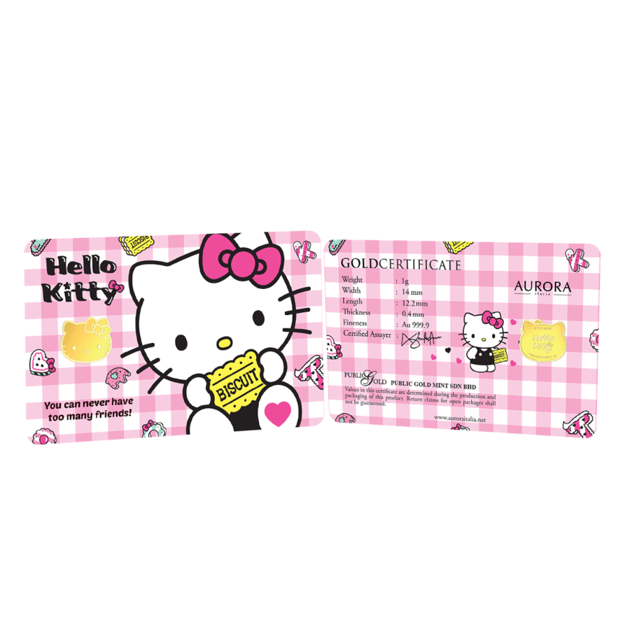 Aurora Sanrio Hello kitty with biscuit 1g Gold bar