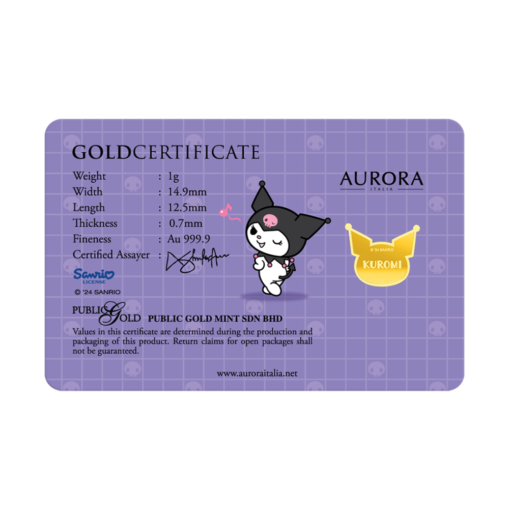 Aurora Sanrio Kuromi 1g Gold bar