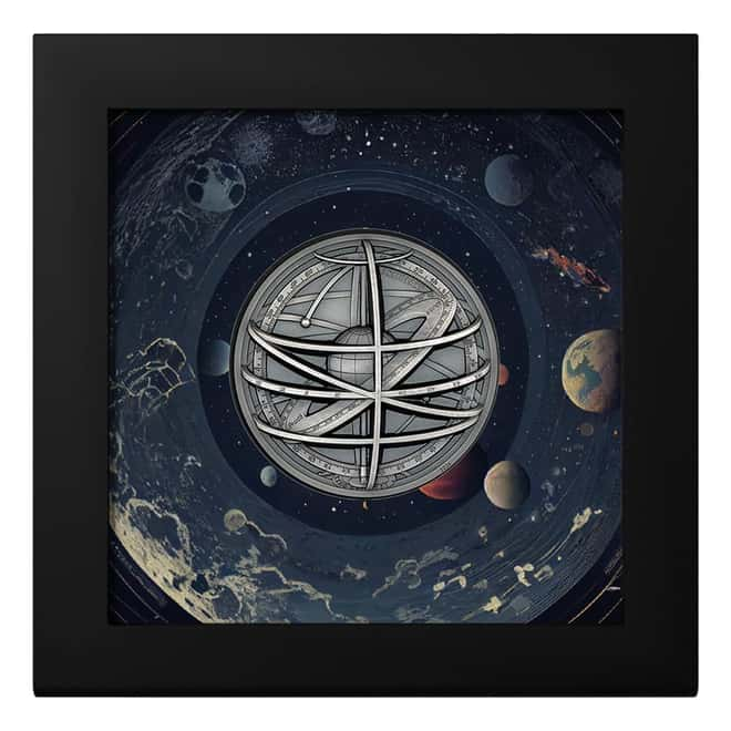 CIT Historic Instruments Armillary Sphere 2oz Antiqued silver coin