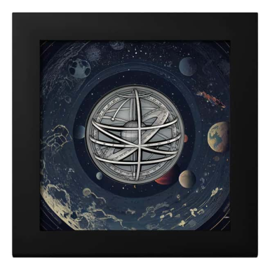 CIT Historic Instruments Armillary Sphere 2oz Antiqued silver coin