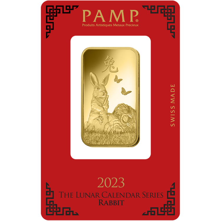 Pamp Suisse Lunar 2023 Rabbit 1oz Gold Bar