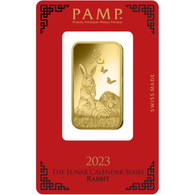 Pamp Suisse Lunar 2023 Rabbit 1oz Gold Bar