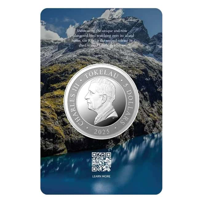 2025 tokelau Kiwi Untamed Landscapes 1oz silver coin (in Assay)