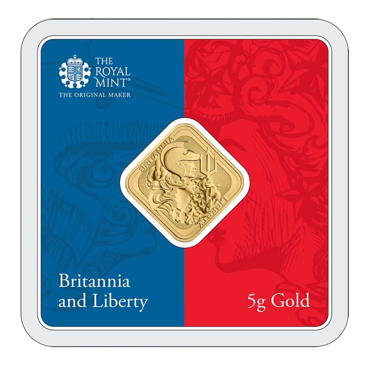 Britannia and Liberty 5g Gold minted Bar