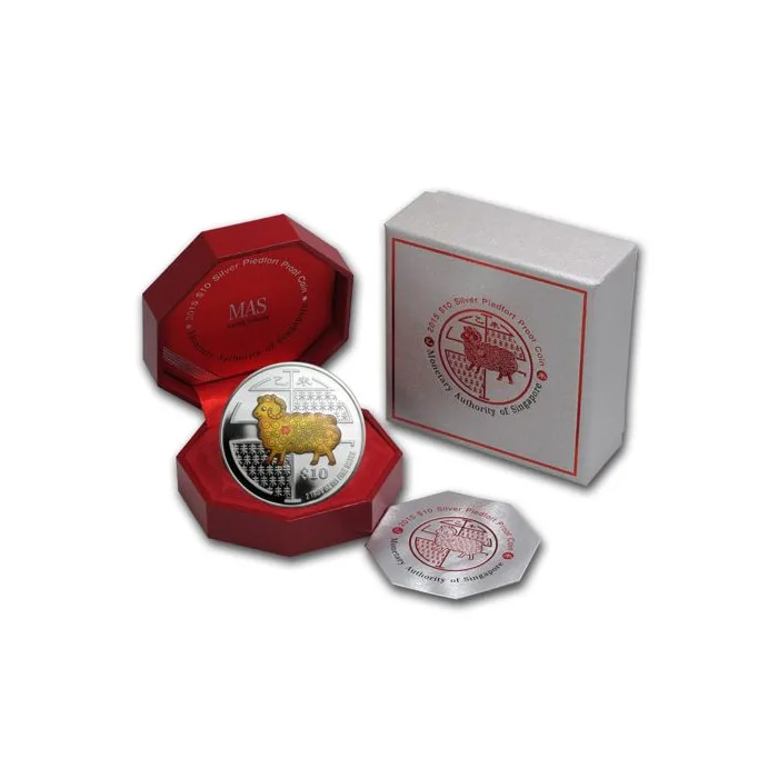 Singapore Year of the Goat 2oz Colorized Proof silver coin