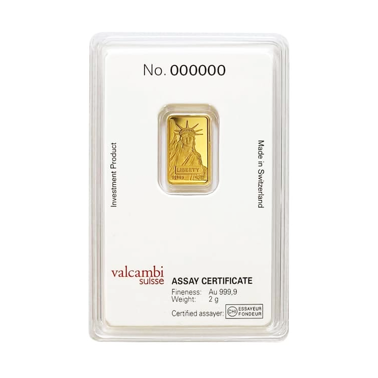 Credit suisse statue of liberty 2g minted bar