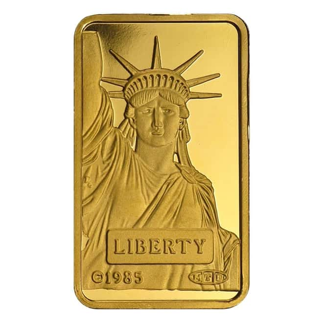 Credit suisse statue of liberty 2g minted bar