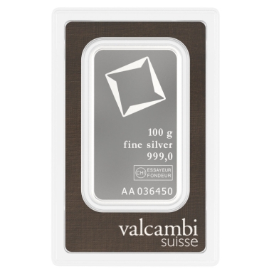 Valcambi Silver 100 gram minted bar