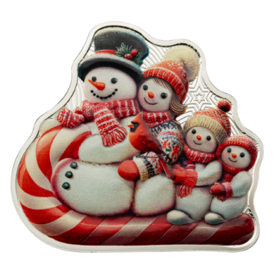 Pamp 2025 1oz Snowman Sleigh Ride Colorized Proof Silver Coin