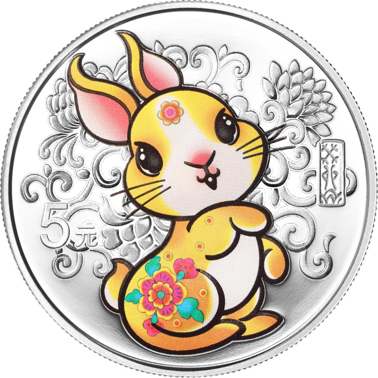 2023 Lunar year of rabbit colorized Gold and silver coins