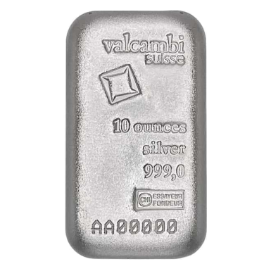 10 oz Valcambi Suisse Cast Silver Bar