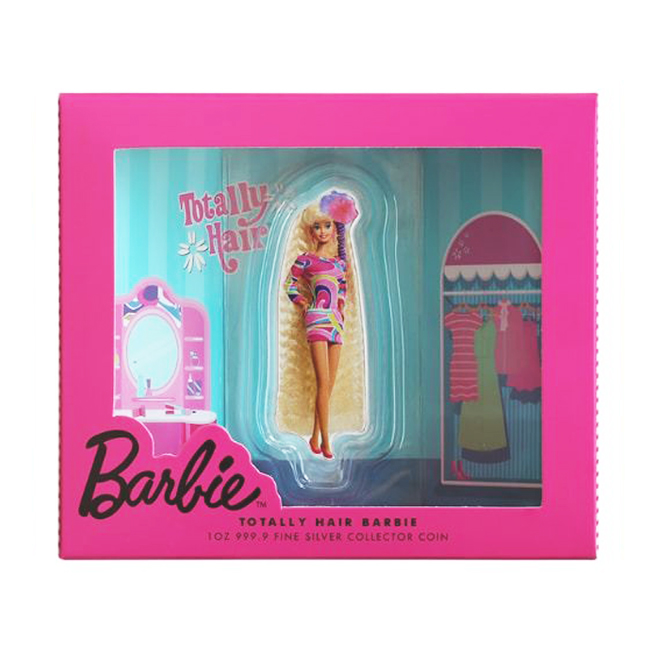 Pamp Totally Hair Barbie Silver Proof 1oz Coin