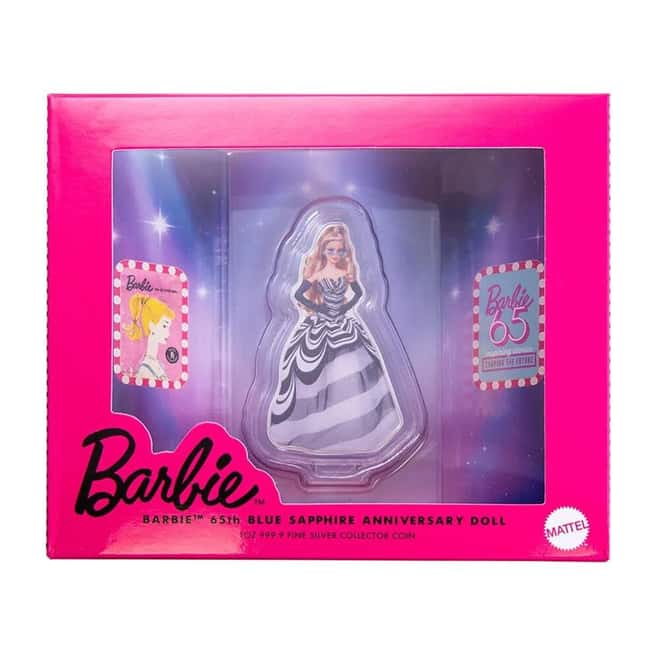 Pamp Barbie 65th Anniversary Blur Sapphire Silver Proof 1oz Coin