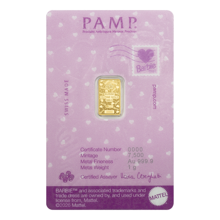 Pamp Suisse Valentines Day barbie 1 gram Minted bar