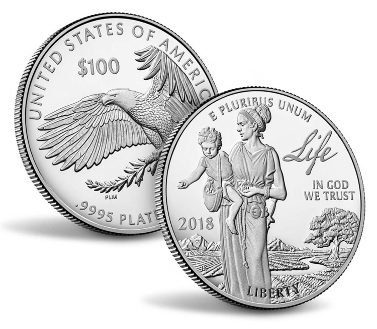 2018W USMINT Preamble to the Declaration of Independence Life 1oz Proof Platinum coin