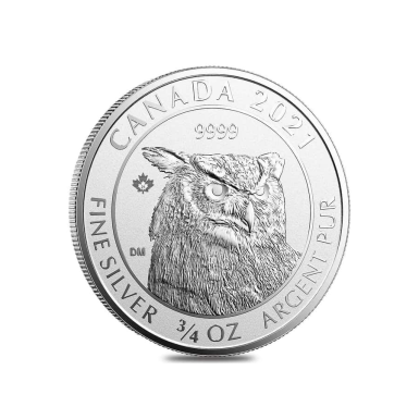 2021 3/4 oz Canadian Great Horned Owl Reverse Proof Silver Coin