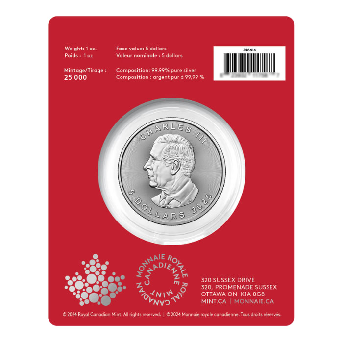 2025 Canada 1 oz Treasured Silver Maple Leaf snake Privy Coin (in Assay)