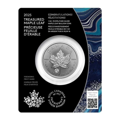 2025 Canada 1 oz Treasured Silver Maple Leaf Congratulations Privy Coin (in Assay)