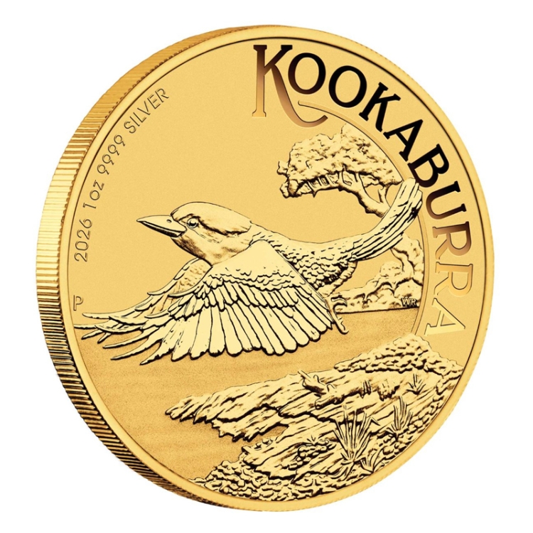 Australian 2026 Kookaburra 1oz Gold-plated Silver coin in Card (Coin Show Special Edition)