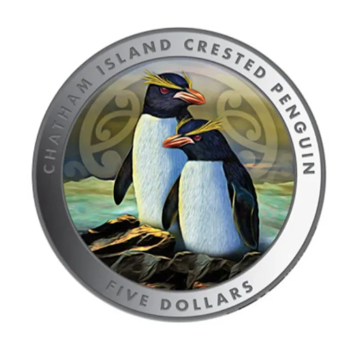 New Zealand Chatham Crested Penguin Silver Proof 2oz Coin