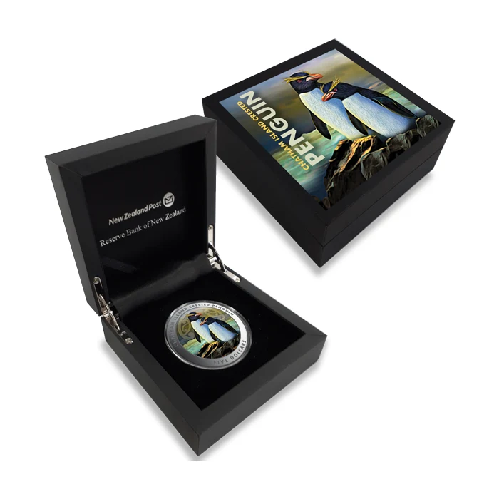 New Zealand Chatham Crested Penguin Silver Proof 2oz Coin