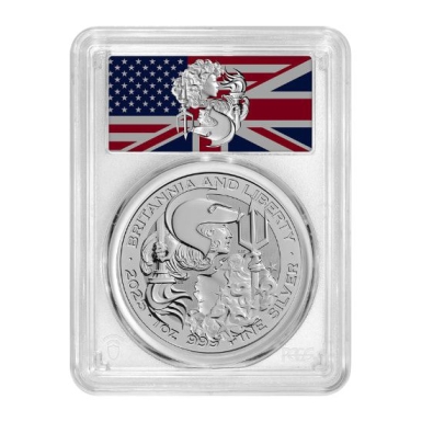 2025 PCGS MS-69 First Day of Issue 1 oz Silver Britannia and Liberty Coin - Exclusive Label