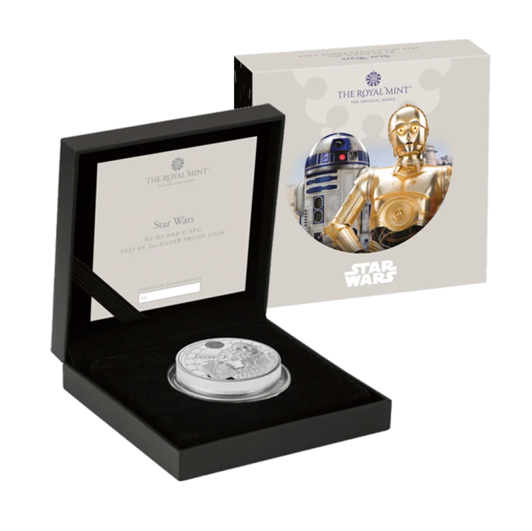 Great Britain Star Wars - R2D2 And C3PO 2oz Silver Proof Coin