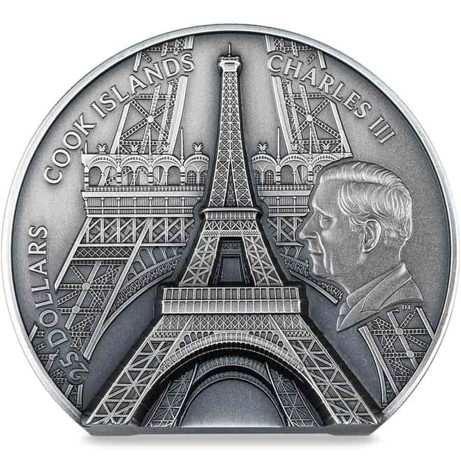 CIT Eiffel Tower Antique Silver 2oz coin